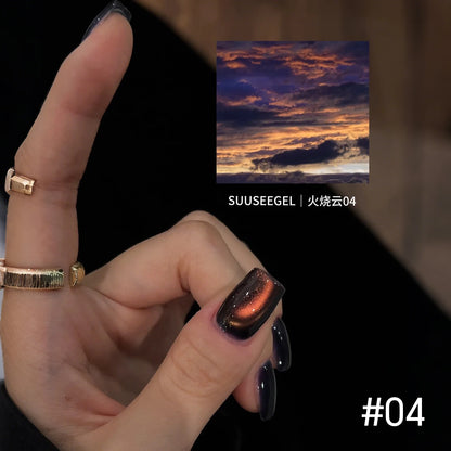 MIANEL 10ml Winter Nails Sea Sunset Golden Light Cat Eye Gel Nail Polish Satin Glass Beads Nail Polish Black Nails 1-10pcs