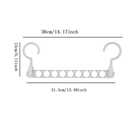 1/5pcs - 9-hole Clothes hanger Space Saving Hanger multi-function folding magic hangers drying Racks Scarf clothes Storage