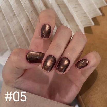 MIANEL 10ml Winter Nails Sea Sunset Golden Light Cat Eye Gel Nail Polish Satin Glass Beads Nail Polish Black Nails 1-10pcs