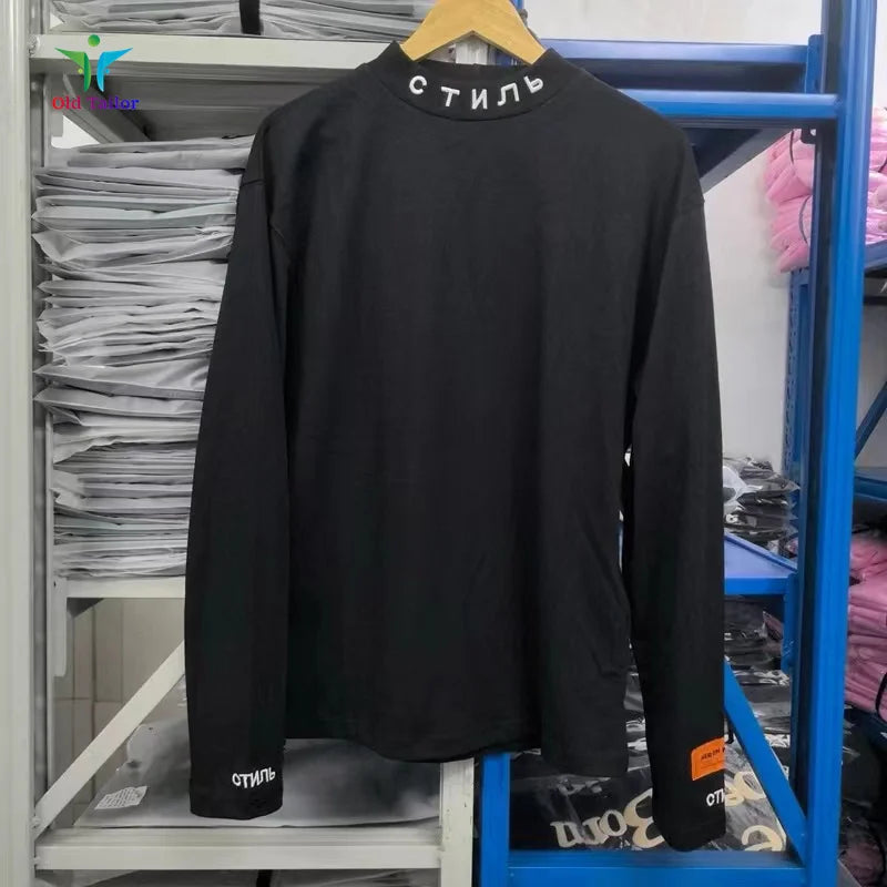 Trend Letters Embroidery High Collar Brand T-shirt Best Quality Summer Solid Colour Fashion Premium Tee Mens Womens Tops