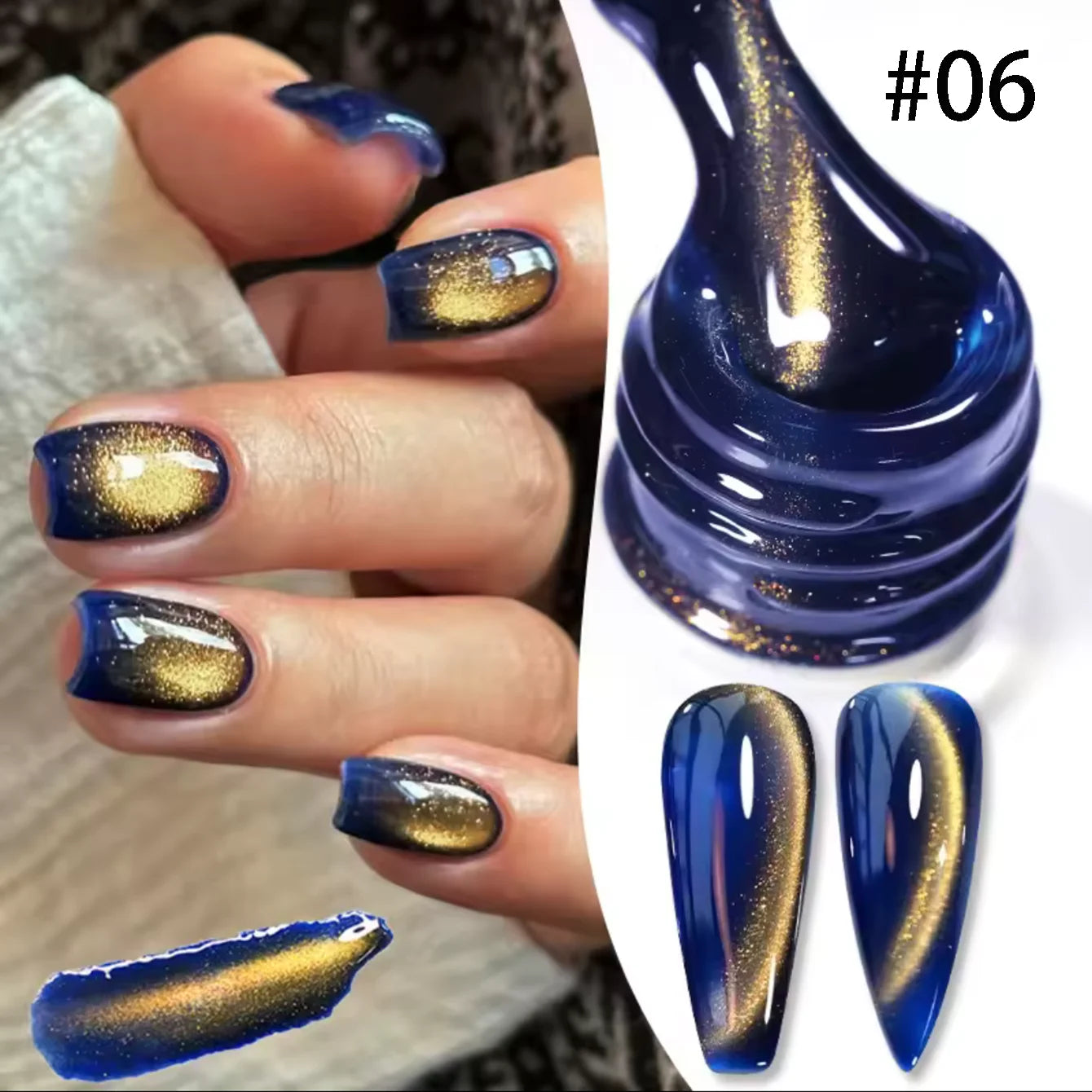 MIANEL 10ml Winter Nails Sea Sunset Golden Light Cat Eye Gel Nail Polish Satin Glass Beads Nail Polish Black Nails 1-10pcs