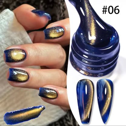 MIANEL 10ml Winter Nails Sea Sunset Golden Light Cat Eye Gel Nail Polish Satin Glass Beads Nail Polish Black Nails 1-10pcs