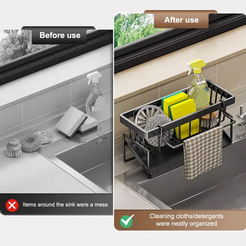Sponge Drainer Rack Stainless Kitchen Organizer Bathroom Sink Rack Soap Holder