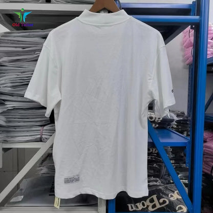 Trend Letters Embroidery High Collar Brand T-shirt Best Quality Summer Solid Colour Fashion Premium Tee Mens Womens Tops