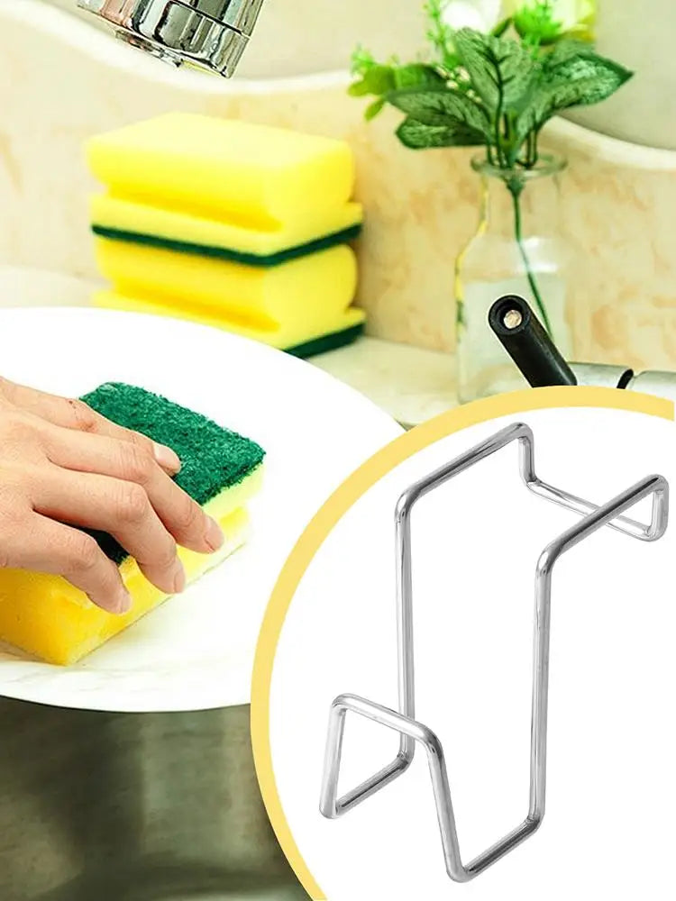 Sink sponge rack Double-Basin Sink Dish Sponge Holder Rack Removable Stainless Steel Stand Quick Draining Organizer