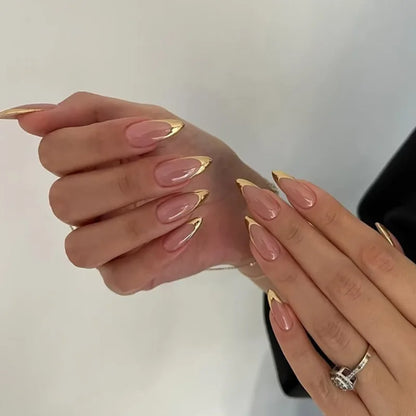 24Pc False Nails with Glue Almond Black Red Gradient Design Detachable Rhinestone Acrylic Fake Nail Long Stiletto Press on Nails