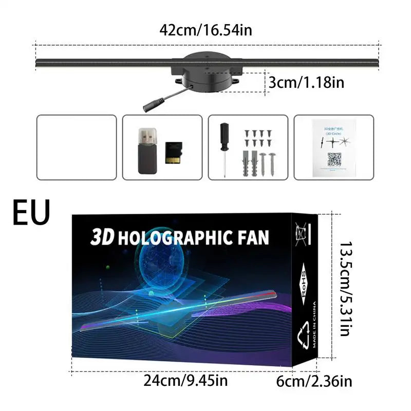 3D Fan Hologram Projector Wifi Control Remote Commercial Advertising Display Hologram Lamp for Christmas Party