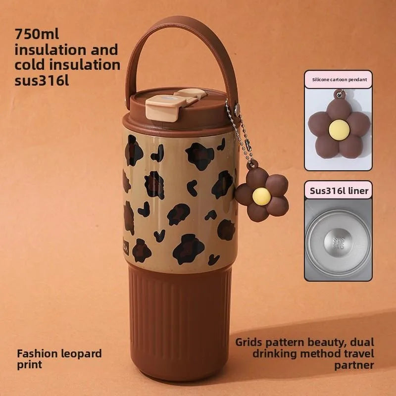 Cute Tumbler 750ML Water Bottle 316 Stainless Steel Vacuum Thermos Bottle Insulated Portable Thermos Cup Gift For Woman Girl
