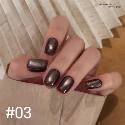 MIANEL 10ml Winter Nails Sea Sunset Golden Light Cat Eye Gel Nail Polish Satin Glass Beads Nail Polish Black Nails 1-10pcs