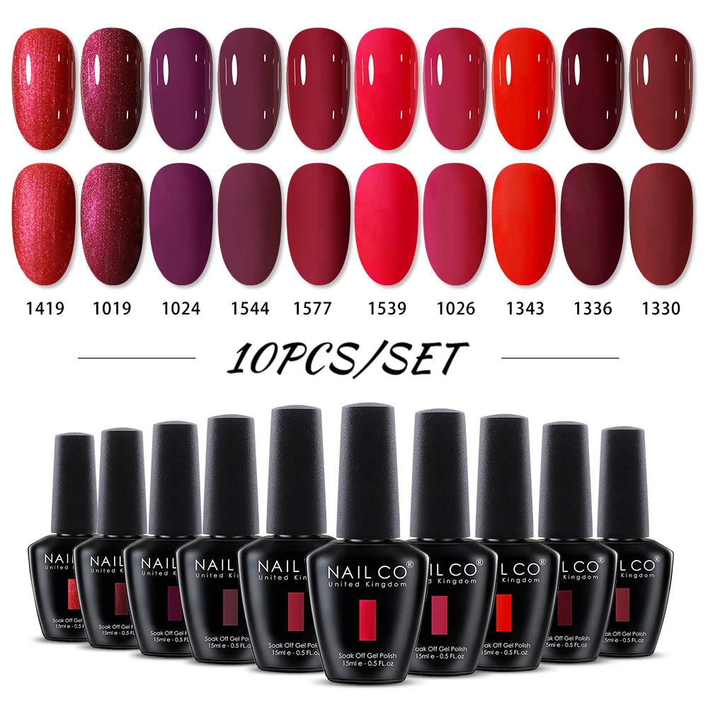 NAILCO 15ml Red Brown Color Series Gel Varnish LED Nails Art Manicure Coffee UV Gel Nail Polish Summer DIY Gellak Design Lacquer