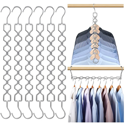 SOFT-6 Pack Heavy Duty Space Saving Hangers For Clothes With 30Lbs Capacity Magic For Clothes Space Saver And 360° Swivel Hook