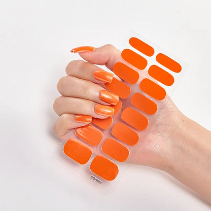 16p solid color stickers nail art supplies European and American simple decals oil film decals press on nails stickers designer