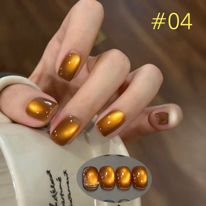 MIANEL 10ml Winter Nails Sea Sunset Golden Light Cat Eye Gel Nail Polish Satin Glass Beads Nail Polish Black Nails 1-10pcs