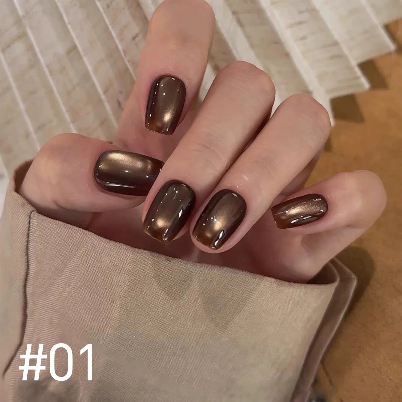 MIANEL 10ml Winter Nails Sea Sunset Golden Light Cat Eye Gel Nail Polish Satin Glass Beads Nail Polish Black Nails 1-10pcs