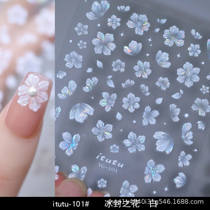 Thin and Tough Nails Sticker 3D Cute Pink Starry Sky Nail Art Stickers Long Bows Ribbon Self Adhesive Nail Decoration Decals DIY