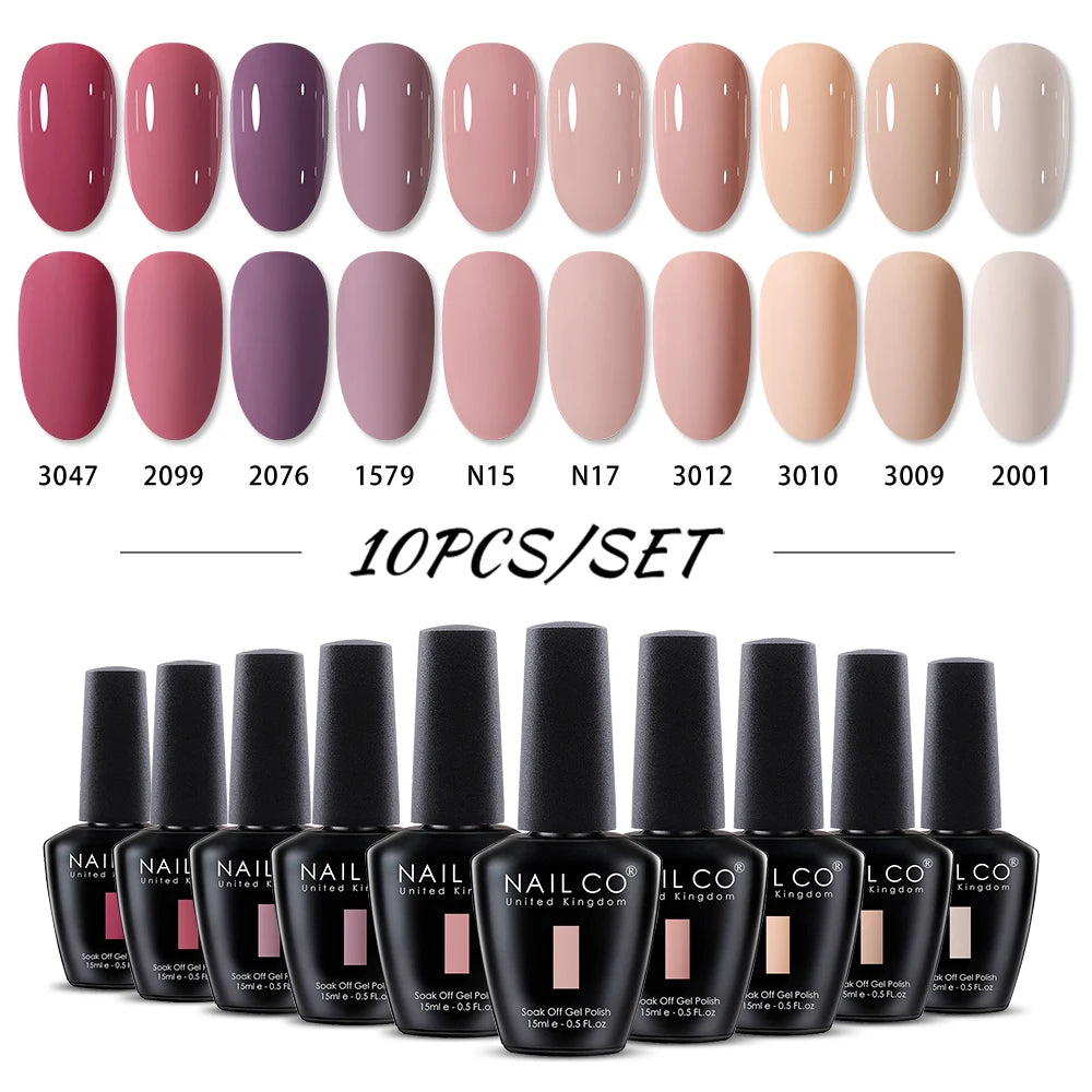 NAILCO 15ml Red Brown Color Series Gel Varnish LED Nails Art Manicure Coffee UV Gel Nail Polish Summer DIY Gellak Design Lacquer