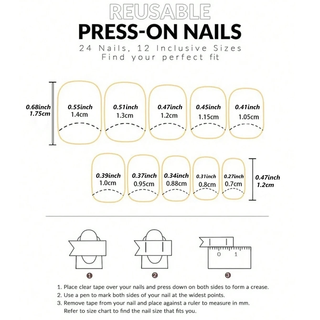 24 PCs Short French Minimalist Nails with 1 Jelly and 1 Nail File