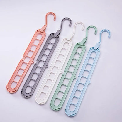 3pcs, Plastic 9-Hole Foldable Hangers, Heavy Duty Space Saving Clothes Organizer Hangers, For Room, Closet, Wardrobe, Home & Dor