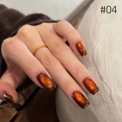 MIANEL 10ml Winter Nails Sea Sunset Golden Light Cat Eye Gel Nail Polish Satin Glass Beads Nail Polish Black Nails 1-10pcs
