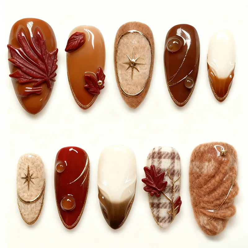 24Pc False Nails with Glue Almond Black Red Gradient Design Detachable Rhinestone Acrylic Fake Nail Long Stiletto Press on Nails