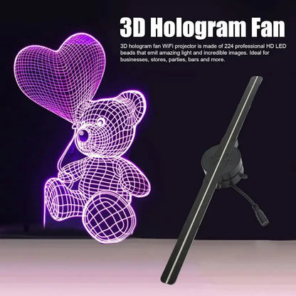 3D Fan Hologram Projector Wifi Control Remote Commercial Advertising Display Hologram Lamp for Christmas Party