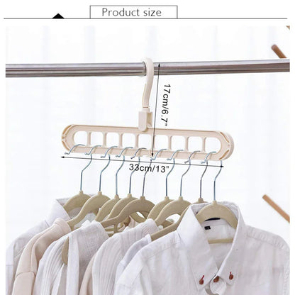 9-hole Clothes hanger organizer Space Saving Hanger multi-function folding magic hangers drying Racks Scarf clothes Storage