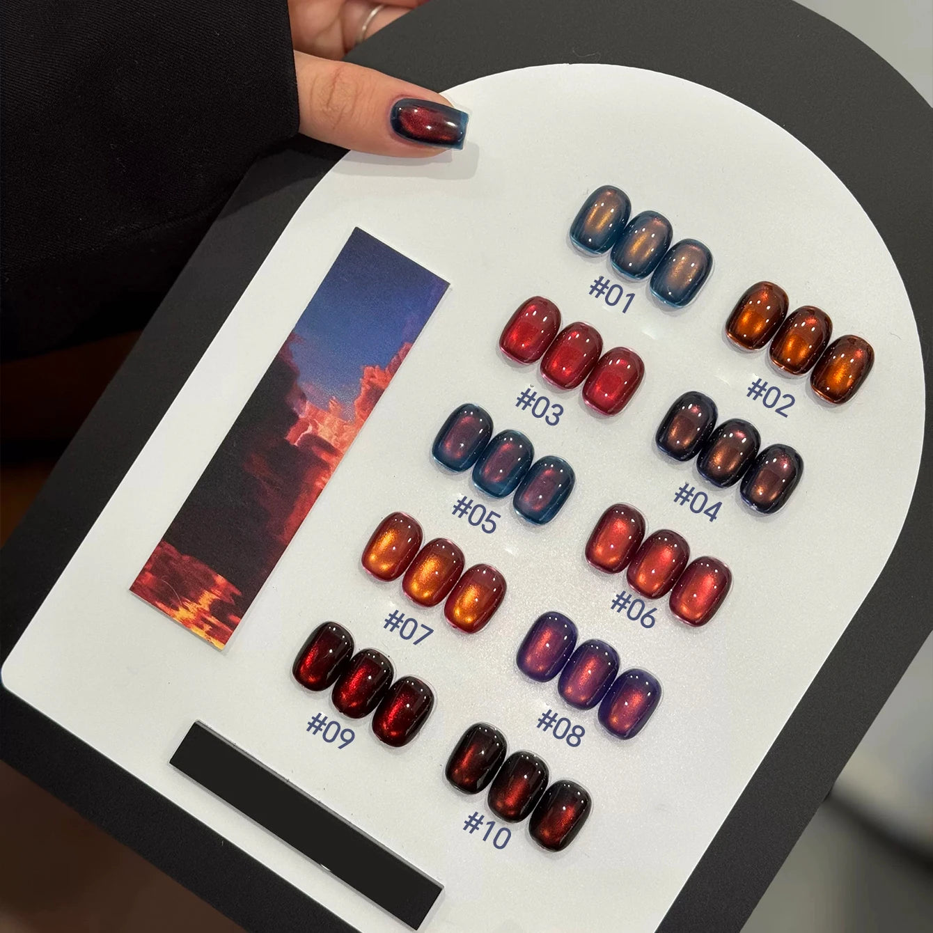 MIANEL 10ml Winter Nails Sea Sunset Golden Light Cat Eye Gel Nail Polish Satin Glass Beads Nail Polish Black Nails 1-10pcs