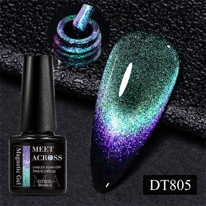 7ml Aurora Cat Magnetic Gel Nail Polish Blue Nails Sparkling Glitter Semi-Permanent Nail Art Soak Off UV Gel Varnish Manicure