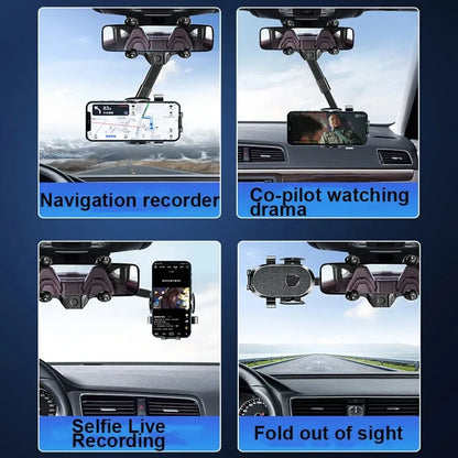 Car Phone Holder For Car Rearview Mirror Multi-function 360 Degree Rotatable and Extendable Mobile Phone Holder For iPhone Samsu