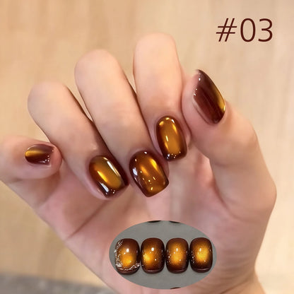 MIANEL 10ml Winter Nails Sea Sunset Golden Light Cat Eye Gel Nail Polish Satin Glass Beads Nail Polish Black Nails 1-10pcs