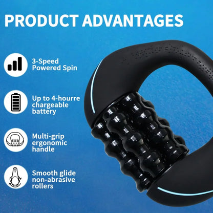Electric Rolling Percussive Massager for Body Relaxing Handheld Deep Tissue Massage Tool for Runners Post‑run Muscle Recovery