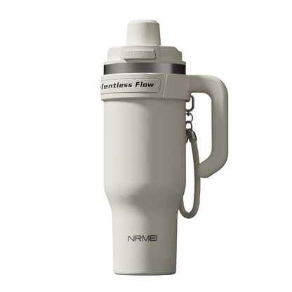 Large Tumbler Ceramic Inner with Handle Straw Cold Insulated Water Bottle Car Cup Multipurpose Fitness