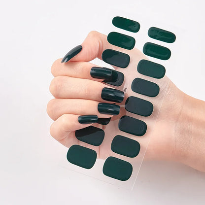 16p solid color stickers nail art supplies European and American simple decals oil film decals press on nails stickers designer