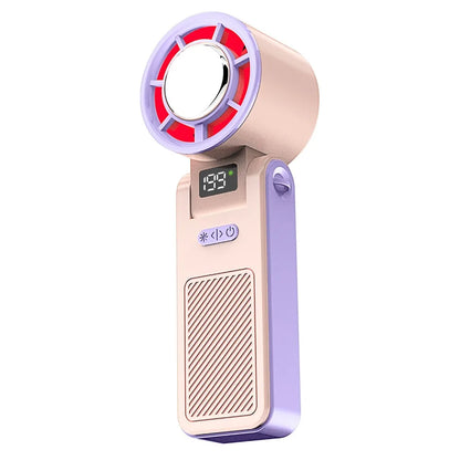 Ice Compress Cool Refrigeration Electric Fan Colorful Lighting Foldable Mini Handheld Fan Powerful Airflow High Wind Speed