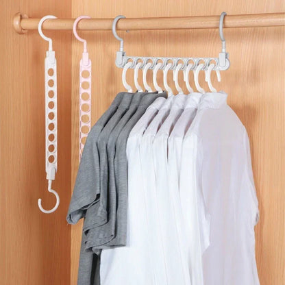 1/5pcs - 9-hole Clothes hanger Space Saving Hanger multi-function folding magic hangers drying Racks Scarf clothes Storage