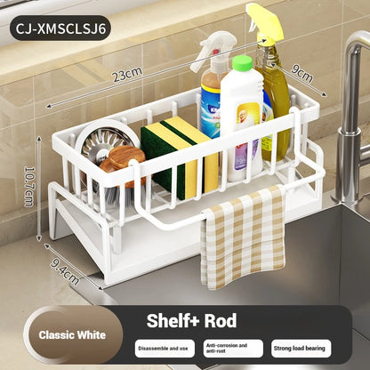 Kitchen Sponge Holder Stainless Steel Sink Drain Rack Soap Drainer Towel Rack Shelf Organizer bathroom Storage Accessories