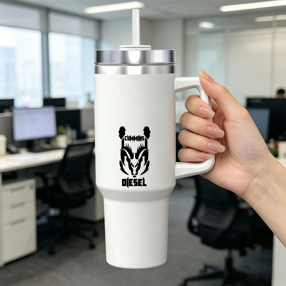 Powered by Cummins Vacuum Flasks 40oz Stainless Steel Insulated Tumbler with Handle Straw