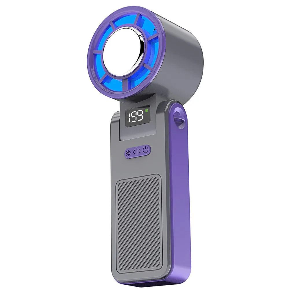 Ice Compress Cool Refrigeration Electric Fan Colorful Lighting Foldable Mini Handheld Fan Powerful Airflow High Wind Speed