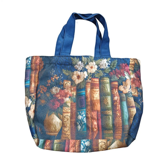 Quilted Tote Bags Book Design Quilted Purse Vintage Shoulder Bag for Women for Teacher Students School College Work Travel