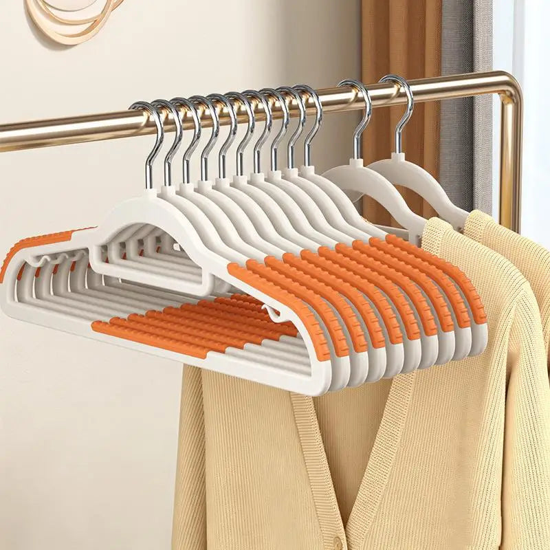 10 Piece Set Of Heavy-Duty Dry And Wet Hangers With Anti Slip Pads Saving Space