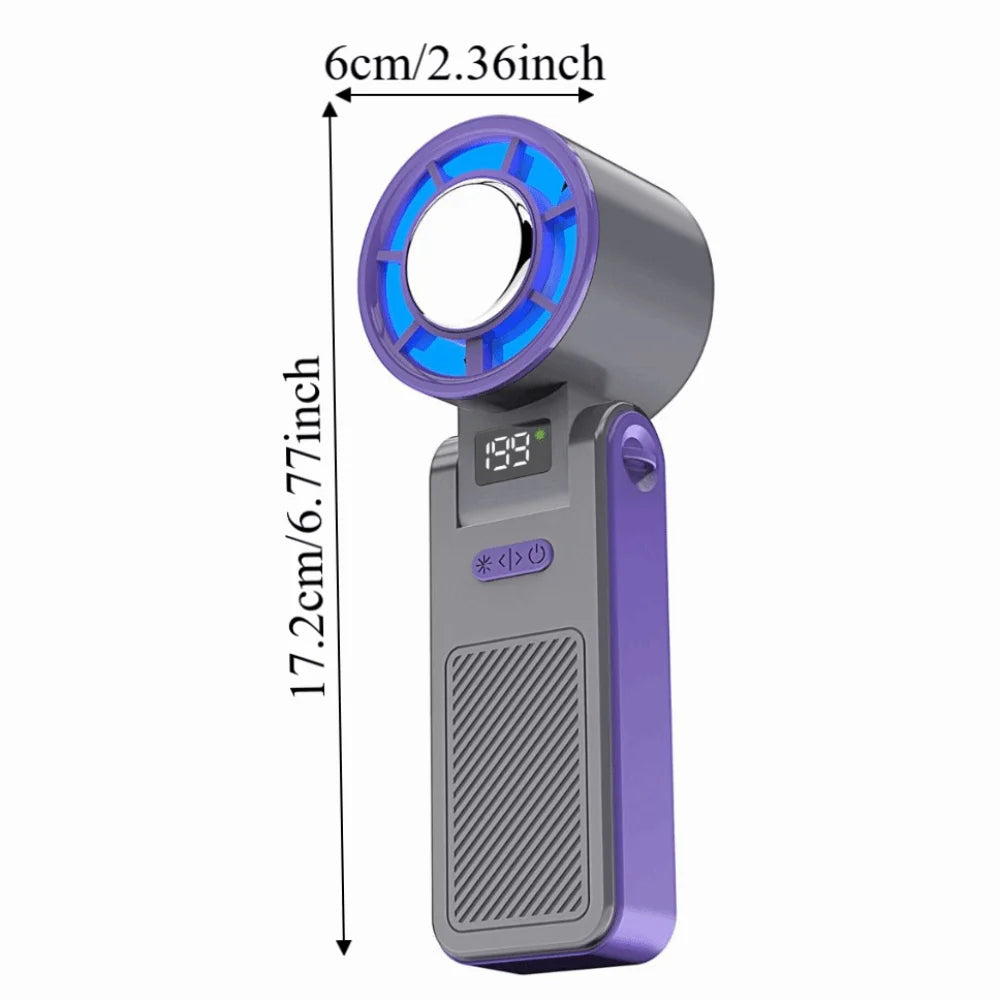 Ice Compress Cool Refrigeration Electric Fan Colorful Lighting Foldable Mini Handheld Fan Powerful Airflow High Wind Speed