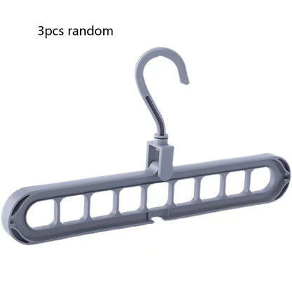 3pcs, Plastic 9-Hole Foldable Hangers, Heavy Duty Space Saving Clothes Organizer Hangers, For Room, Closet, Wardrobe, Home & Dor
