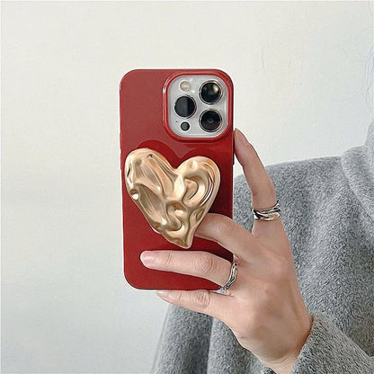 with Heart Holder Red Phone Cases with Holder For iPhone 16 Case 15 Pro Max 14 Plus 13 12 11 Griptok Case with Grip Socket