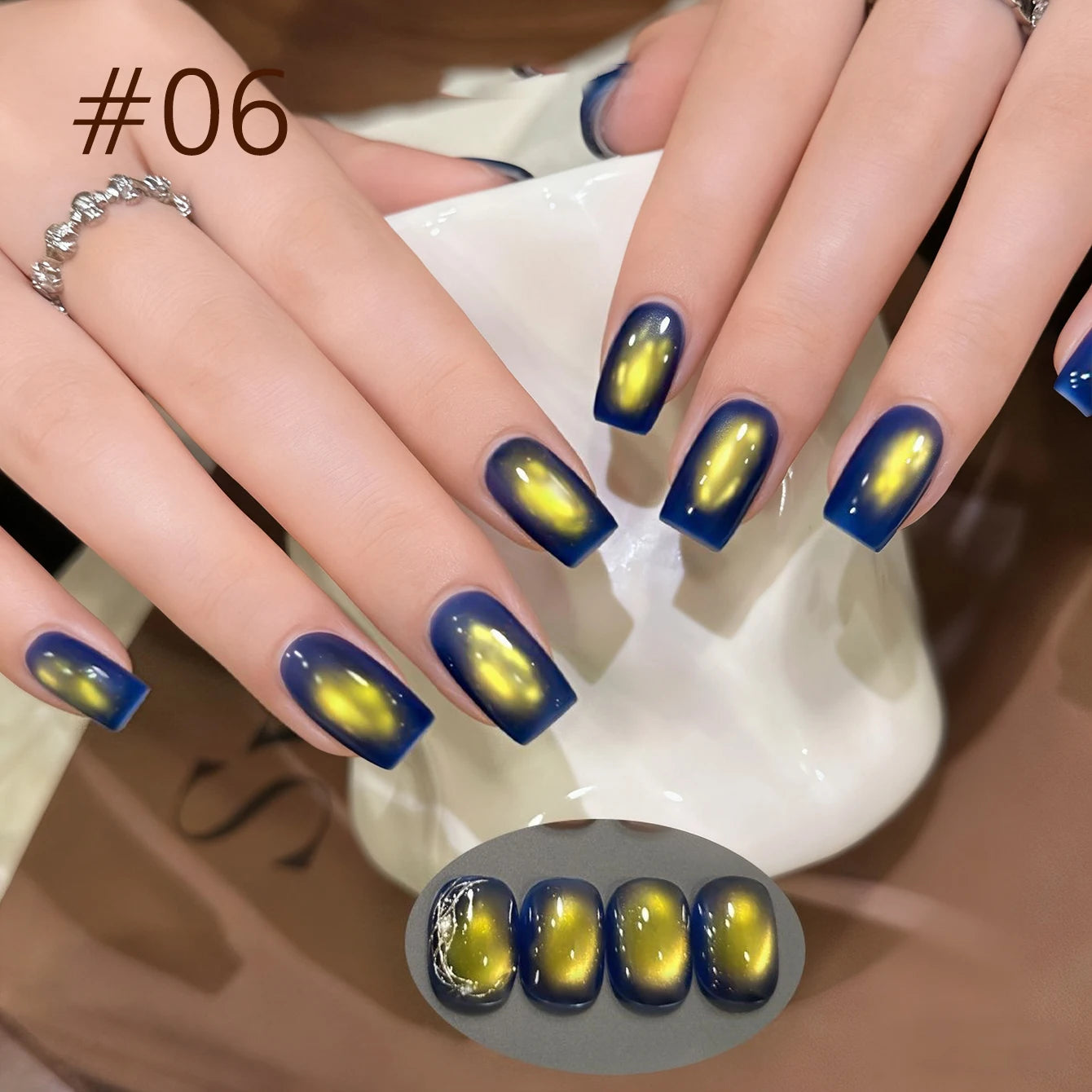MIANEL 10ml Winter Nails Sea Sunset Golden Light Cat Eye Gel Nail Polish Satin Glass Beads Nail Polish Black Nails 1-10pcs