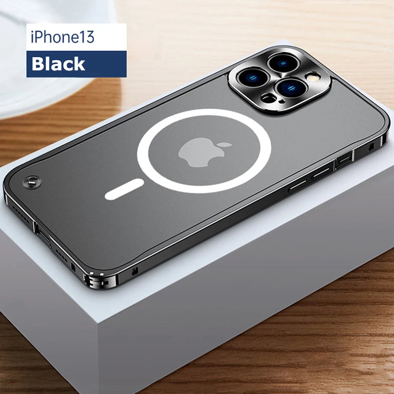 Metal Phone Cases For IPhone 17 Pro 12 13 14 Pro Max Cover Magnetic Aluminum Frame Phone Shell For Iphone 15 12 Mini 13 Pro Max
