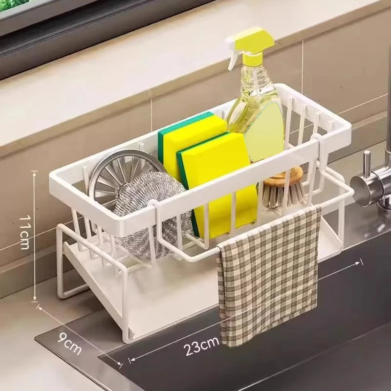 Sponge Drainer Rack Stainless Kitchen Organizer Bathroom Sink Rack Soap Holder