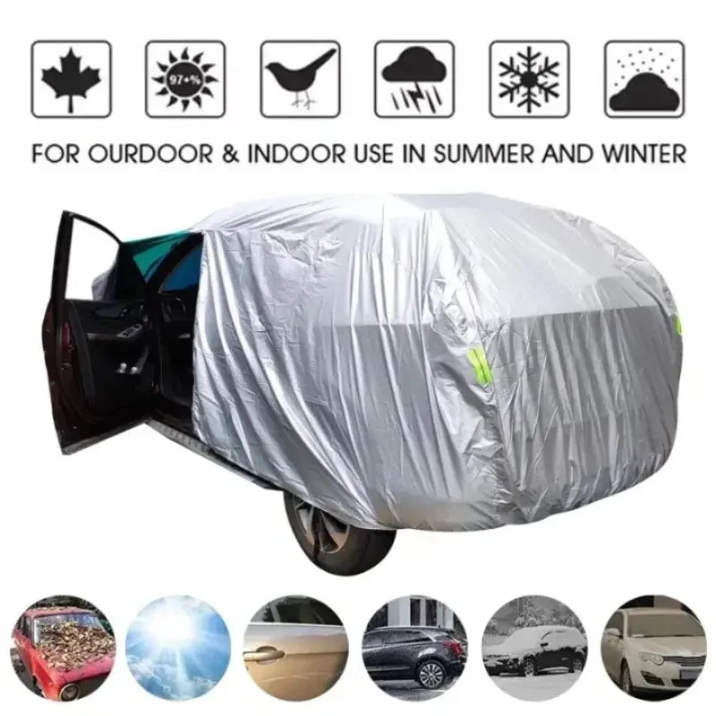 Car Cover Outdoor Protection Full Exterior Snow Cover Sunshade Dustproof Protection Cover Universal for Hatchback Sedan SUV