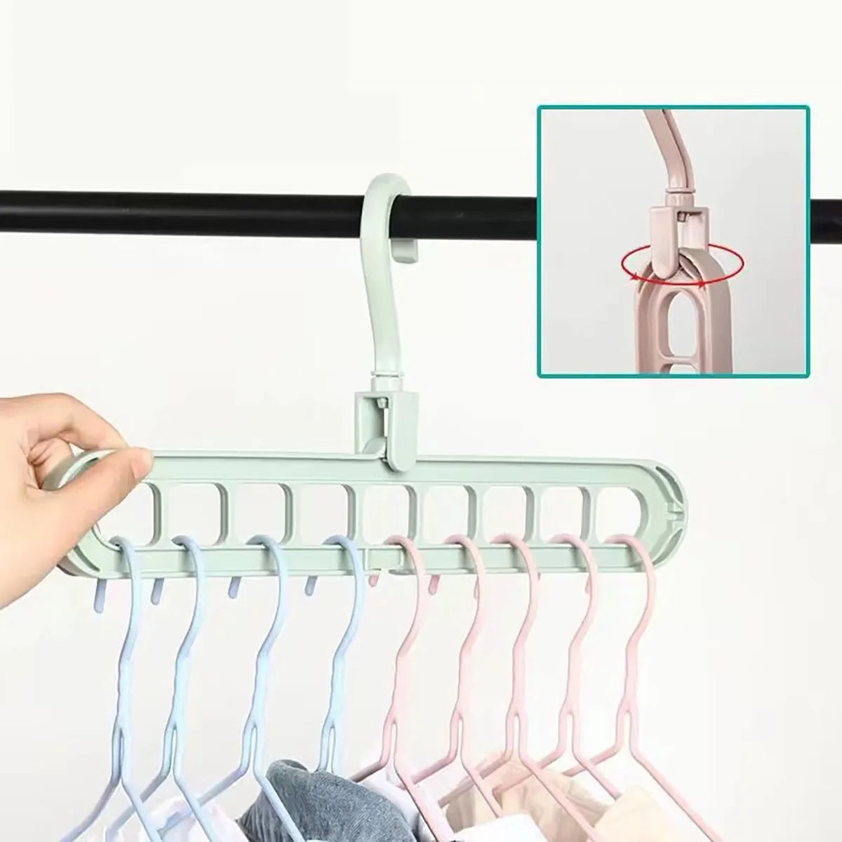 3pcs, Plastic 9-Hole Foldable Hangers, Heavy Duty Space Saving Clothes Organizer Hangers, For Room, Closet, Wardrobe, Home & Dor