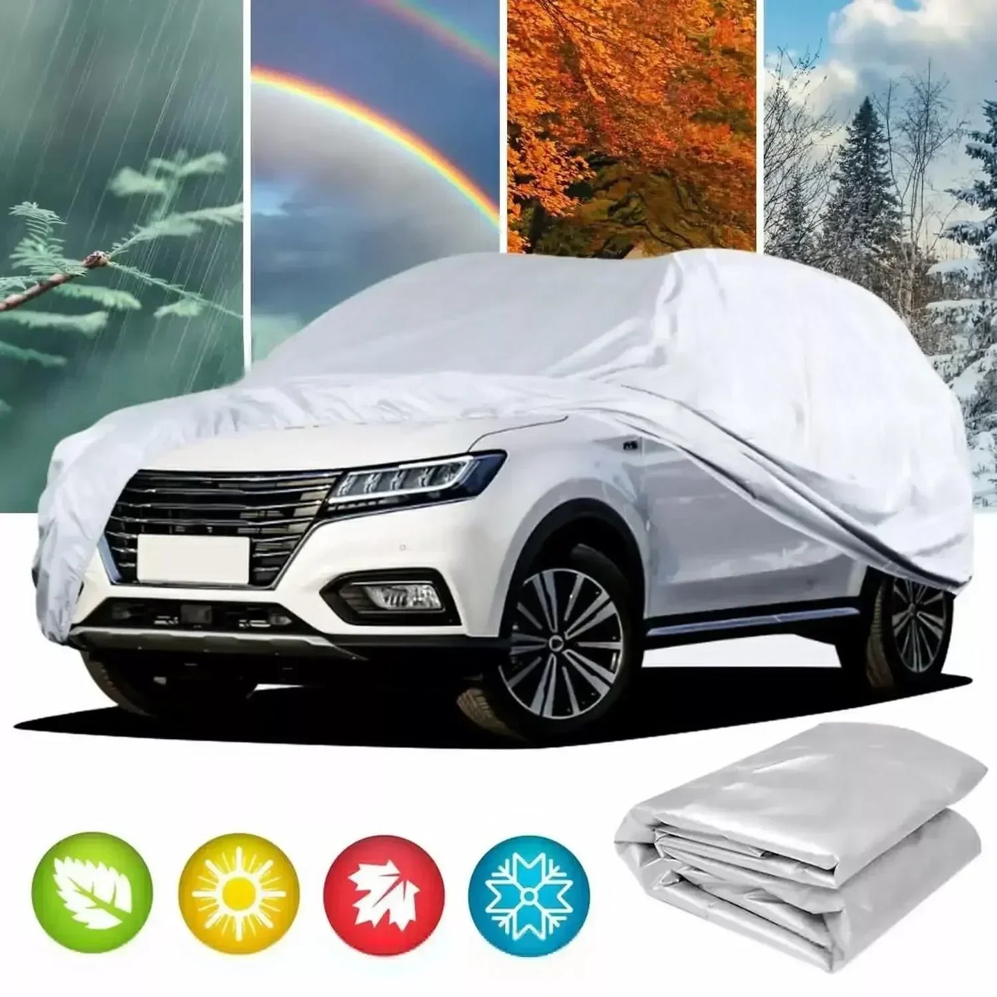 Car Cover Outdoor Protection Full Exterior Snow Cover Sunshade Dustproof Protection Cover Universal for Hatchback Sedan SUV