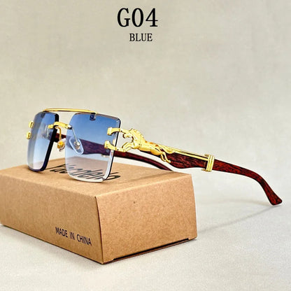 2024 Square Sunglasses For Men New Luxury Vintage Designer Rimless Sunglasses Women Trendy Fashion Glasses Gafas De Sol Hombre
